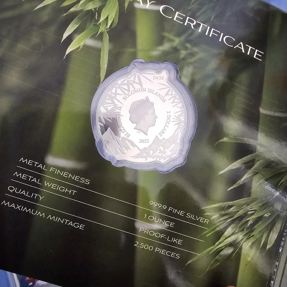 2022 1 oz Silver Giant Panda - Gentle Giants Solomon Islands $2 Coin Pamp .999 - Picture 3 of 3